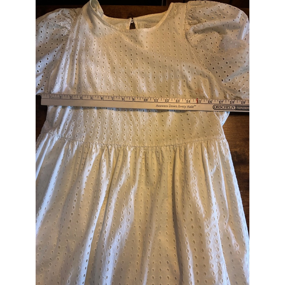 A New Day Eyelet Midi Dress Womens XL White Good Tiered Puff Sleeve Boho - Picture 6 of 7